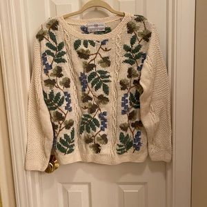 Marisa Christina hand knit sweater grapevine Cableknit teacher 90s Cottagecore